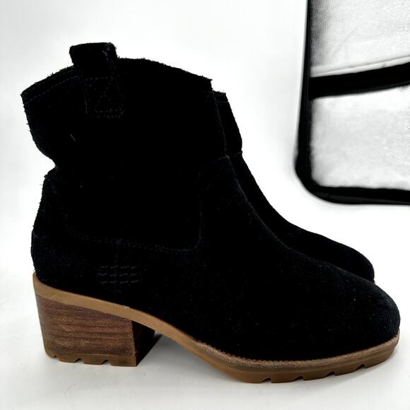 Amazon.com: Sorel Women Sorel Cate Pull On Waterproof Suede Rain Ankle Boots Booties Block Heel Black 6